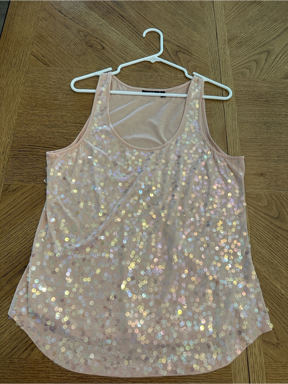 Apt. 9 Iridescent Sequin Tank Top - Blush Pink